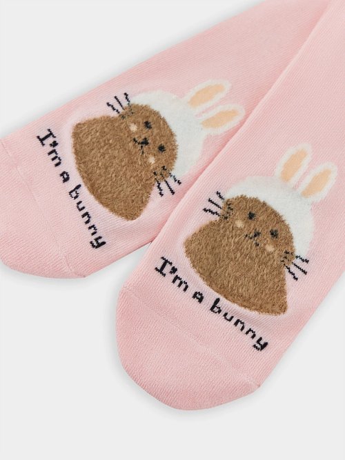 Носки женские розовые с рисунком в виде зайки, фото 5 из 5