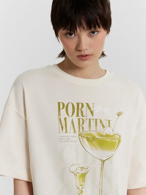Футболка женская бежевая с принтом "Martini", фото 5 из 30