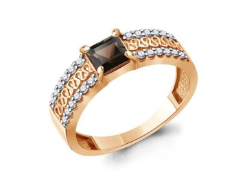 Кольцо декоративное Aquamarine, красное золото 585 проба, вставка кварц