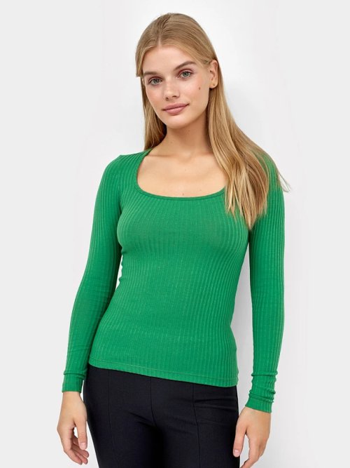 Джемпер женский в рубчик зеленого цвета, фото 1 из 3
