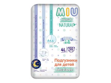 Подгузники MIU Premium Natural 4L-Maxi (50 шт)
