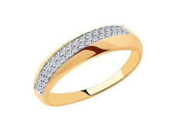 Кольцо декоративное Diamant, красное золото 585 проба, вставка фианит