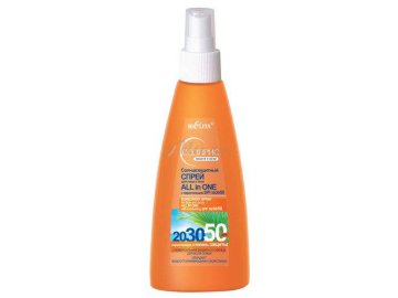 Спрей солнцезащитный для лица и тела БЕЛИТА All In One с нарастающим SPF20/30/50, 150 мл