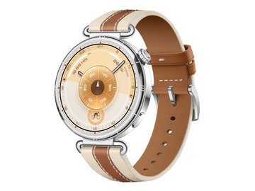 Смарт-часы HUAWEI Watch GT 6 41mm (KSU-B19) серебристый, с коричневым кожаным ремешком