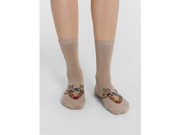 Носки женские высокие с люрексом и узором в виде оленей Марк Формель