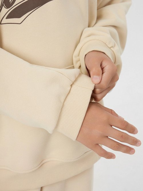 Худи для мальчиков бежевое с надписью "Wonderful weekends", фото 8 из 9