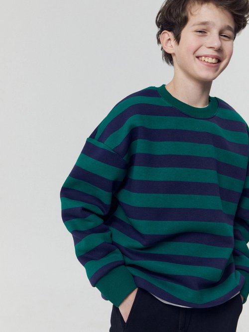 Свитшот для мальчиков в сине-зеленую полоску, фото 3 из 5