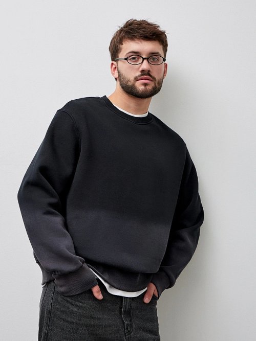 Джемпер мужской черный с градиентом с начесом, фото 7 из 8