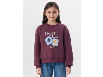 Свитшот для девочек бордовый с надписью "Fruit club"