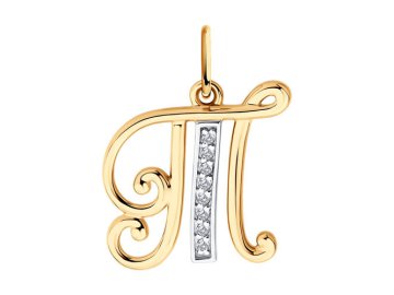 Подвеска буква Diamant, красное золото 585 проба, вставка фианит