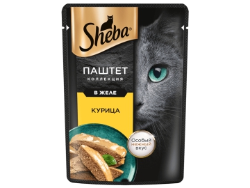 Пауч Sheba для взрослых кошек, с курицей, Нежный паштет в желе, 75 г