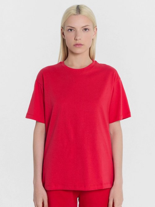 Футболка женская красная с печатью, фото 1 из 6