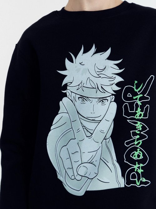 Джемпер для мальчиков черный с принтом аниме, фото 4 из 4