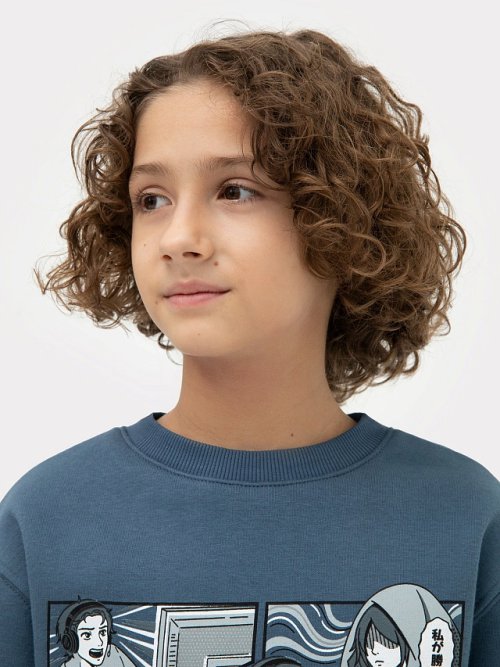 Джемпер для мальчиков синий с печатью, фото 4 из 7