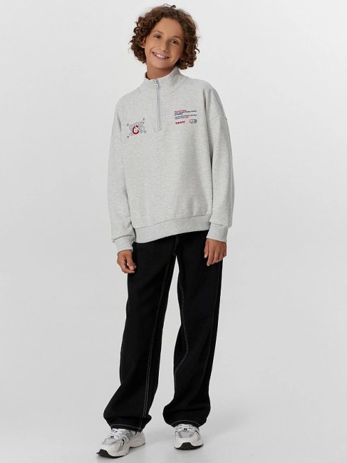 Толстовка для мальчиков серая с принтом, фото 6 из 11