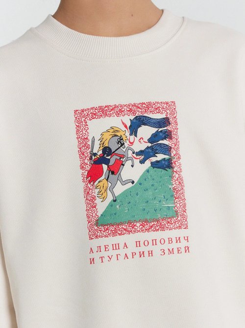 Свитшот для мальчиков бело-бежевый с печатью, фото 7 из 7