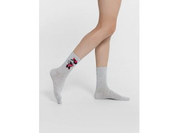 Носки женские светло-серые с рисунком в виде Минни Маус