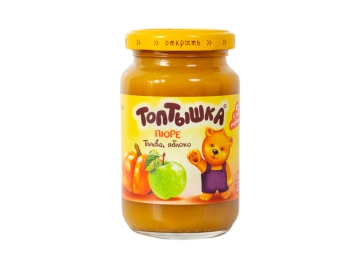 Пюре Топтышка из тыквы и яблок с/с Малоритский КЗ с 5 мес 190г тв/б