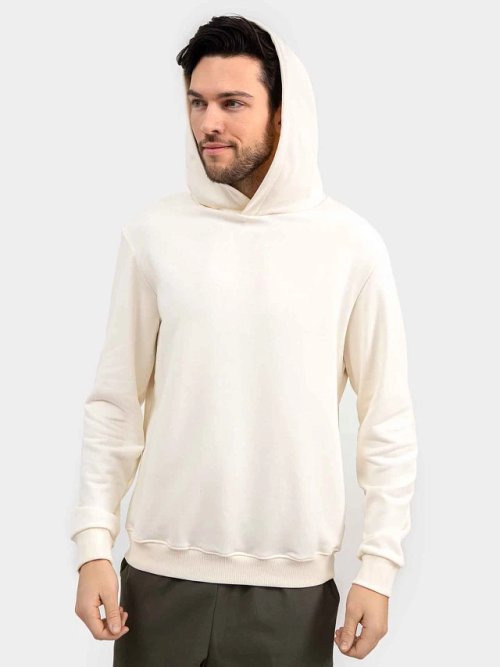 Худи мужское теплое в цвете "молочный", фото 2 из 4