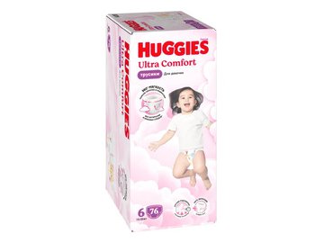 Детские трусики-подгузники Huggies ULTRA COMFORT GIRL Box 6 (15-25кг), 76шт