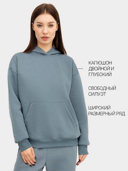 Худи женское в сине-морском оттенке, фото 1 из 40