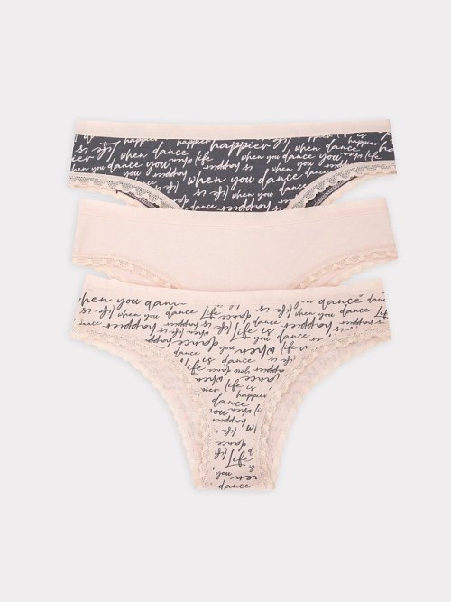 Трусы женские слипы мультипак (3 шт.) разноцветные с принтом "текст", фото 7 из 27