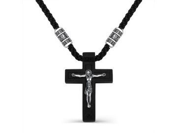 Колье Шнурок Orthodox, серебро 925 проба, вставка текстиль