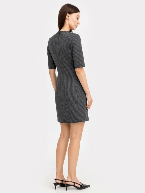 Платье женское серое с паттерном "елочка", фото 6 из 8