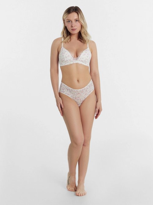 Трусы женские шорты молочно-бежевые в цветочек, фото 4 из 24