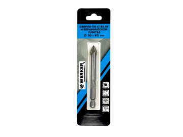 Сверло по стеклу/кер.плитке 10x90 HEX 4cutter WERKER