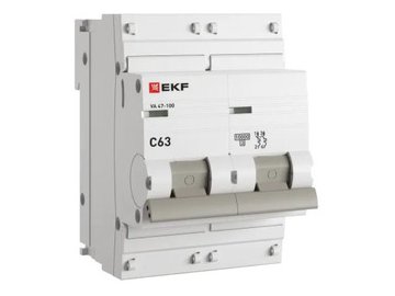 Выключатель автоматический EKF PROxima ВА 47-100 2P 63А (C) 10kA