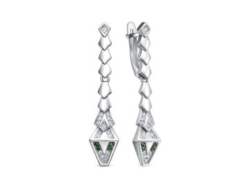 Серьги длинные DELTA, серебро 925 проба, вставка фианит