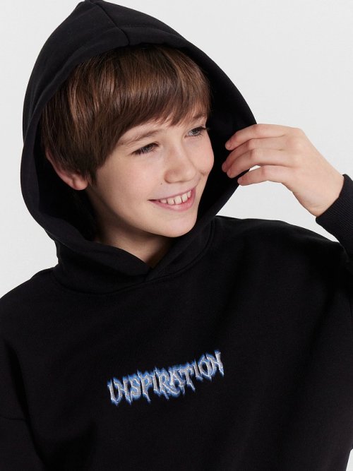 Худи для мальчиков черное с принтом "Inspiration", фото 5 из 7