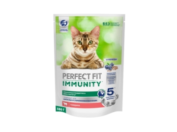 Корм д/взрос кошек сухой Perfect Fit Иммунитет с говядиной 580 г