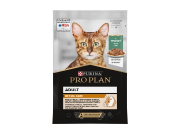 Пауч Purina Pro Plan для кошек с чувствительной кожей, кусочки в соусе с треской, Derma Care, 85 г