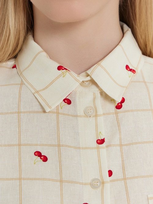 Рубашка женская бежевая в клетку, фото 4 из 6