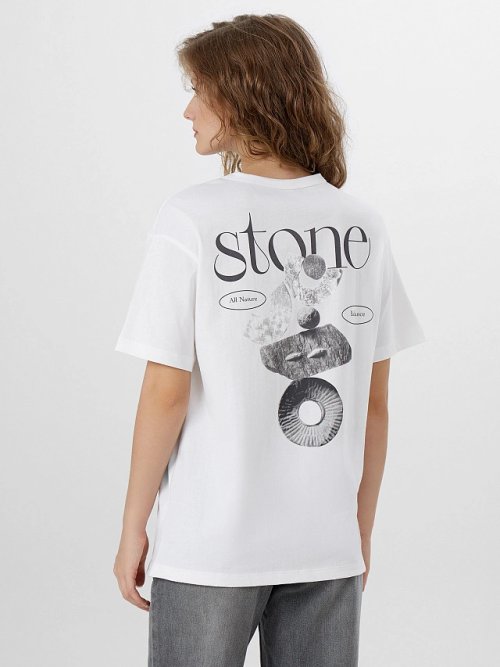 Футболка женская белая с надписью "Stone all natural", фото 1 из 35