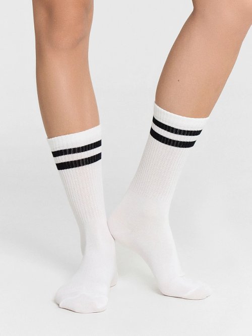 Носки женские белые высокие в наборе, 3 пары, фото 2 из 6