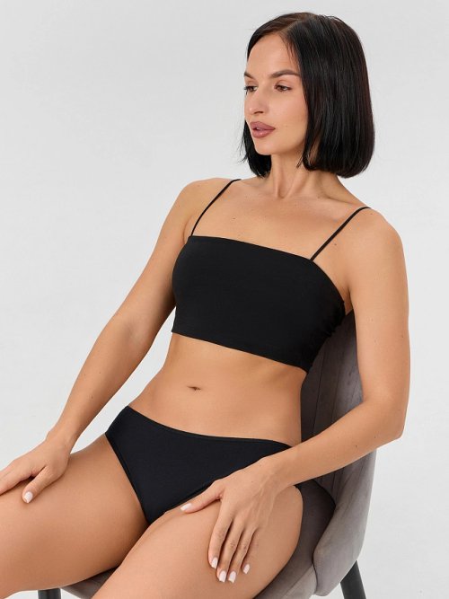 Трусы женские бразилиана черные с кружевными вставками, фото 8 из 27