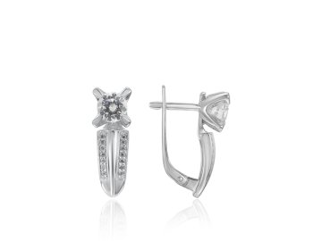 Серьги с английским замком, серебро 925 проба, вставка фианит