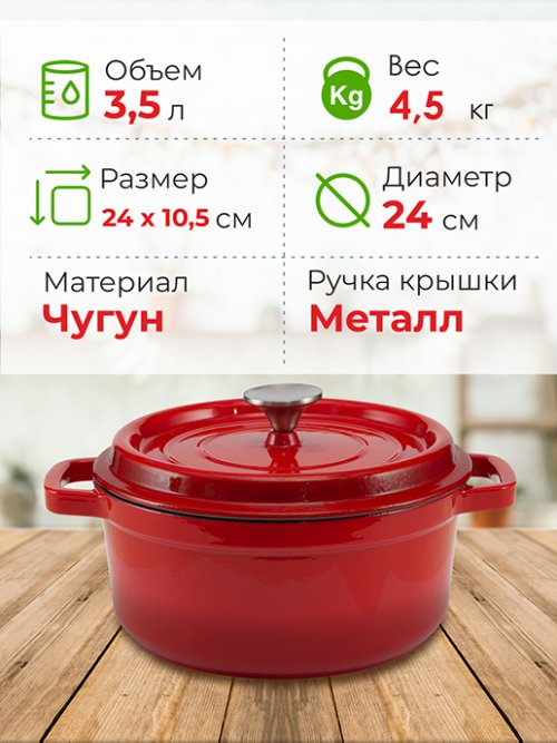 Кокот чугунный Bowl 3,5 л, фото 2 из 15