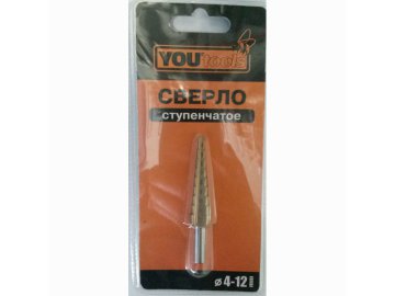 Сверло ступенчатое ф 4-12мм (в блист.) YOURTOOLS