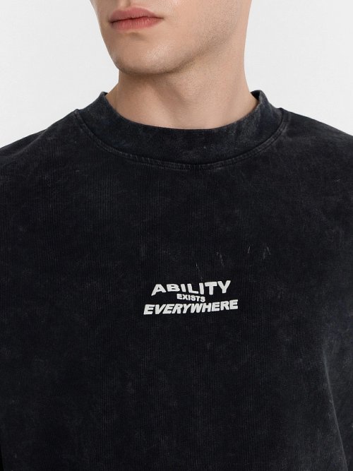 Футболка мужская черная с принтом и надписью "ability exists everywhere", фото 4 из 16
