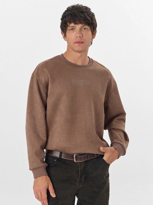 Свитшот мужской бежевый с эффектом замши, фото 6 из 6