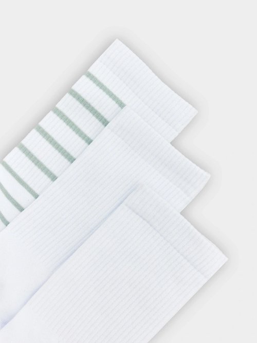 Набор мужских носков (3 шт.) белого цвета с рисунком в виде поперечных полосок, фото 6 из 12
