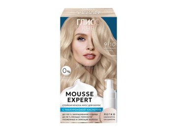 Краска-мусс стойкая для волос ГЛИСС КУР Mousse Expert, тон 9-10, 85 мл