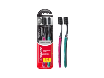 Зубная щетка Colgate шелковые нити с древесным углем 1+1