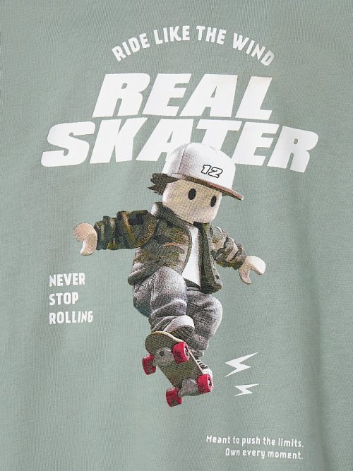 Комплект для мальчиков зеленый с надписью "Real skater", фото 8 из 24