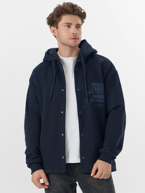 Толстовка мужская синяя из футера с начесом, фото 7 из 7