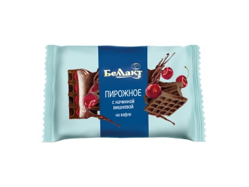 Пирожное Беллакт с творогом с начинкой вишневой в глазури на вафле с какао 23% 100 г в Пинске Санта